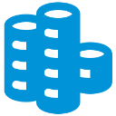 Blue stacked coins icon