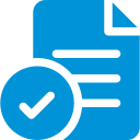 Blue document icon with check mark