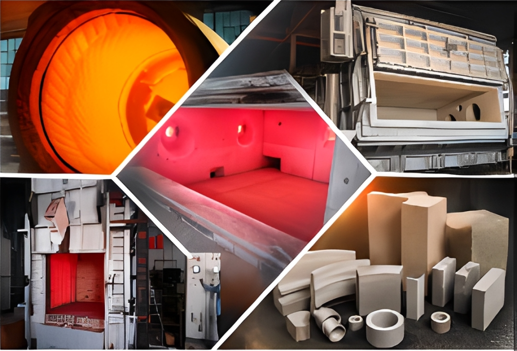 Glowing industrial kilns and refractory ceramic components